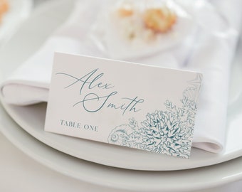 Blue Ocean Theme Place Card Template,Summer Beach Card Template,Editable & Printable Instant Download, Templett, WI0024