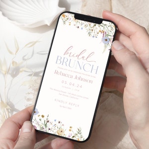 Wildflower Bridal Brunch Invitation Template: Digital Floral Evite (WI0047)
