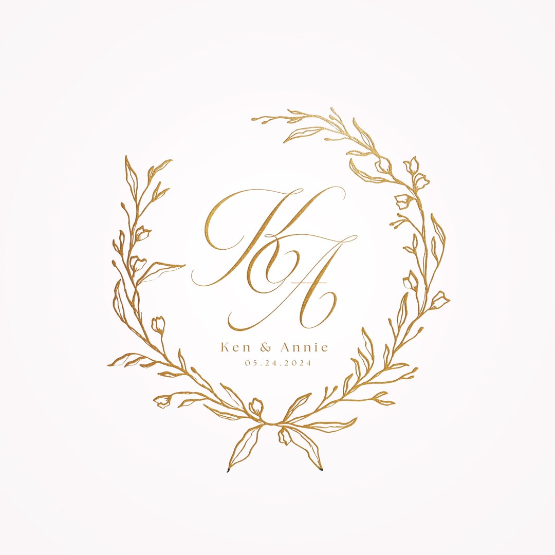 Floral Wedding Logo Template: Editable Monogram Design (digital ...