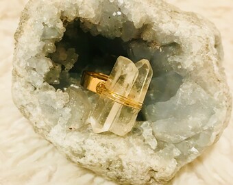Quartz crystal ring | Etsy