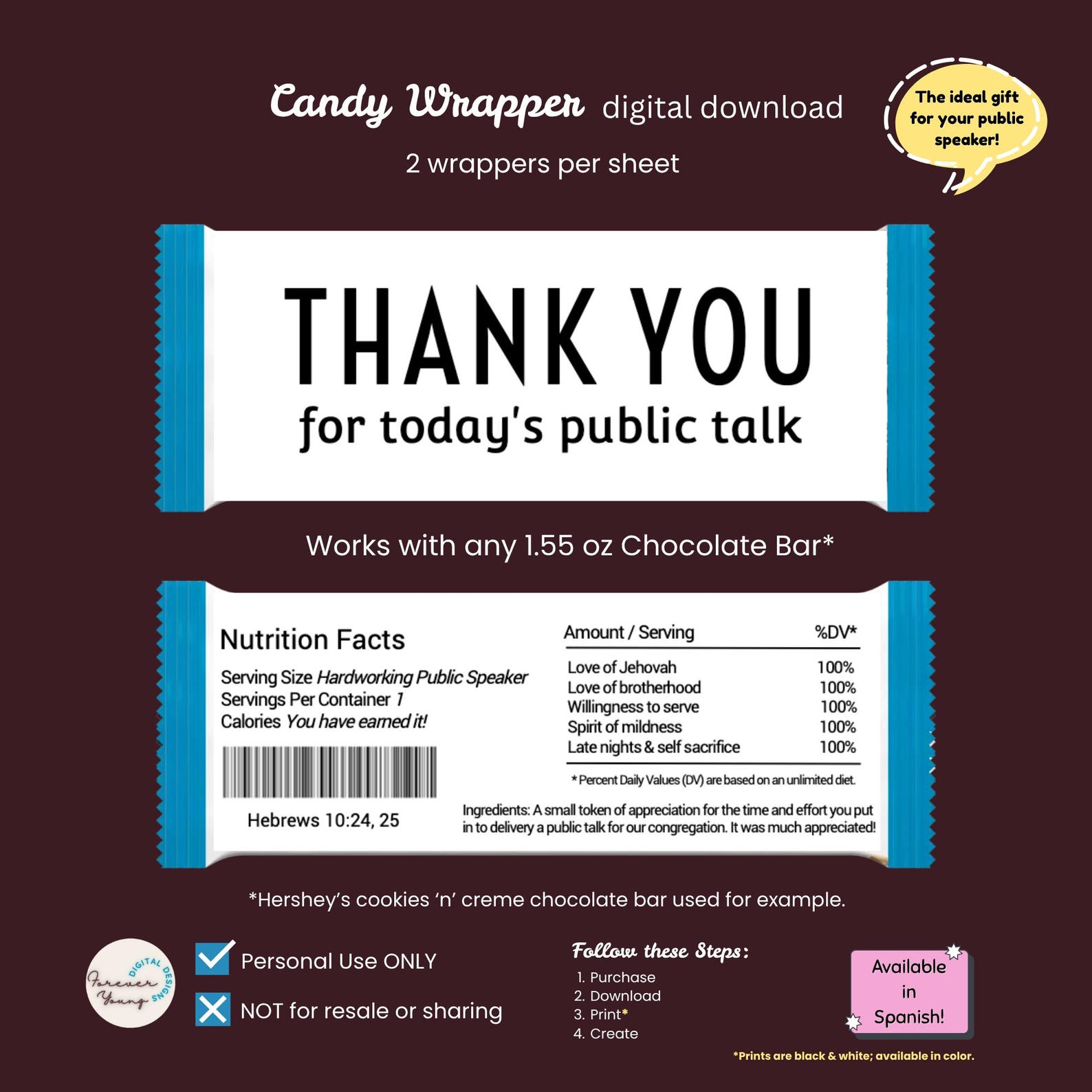 JW Thank You Candy Wrapper (in Black & White) - Etsy