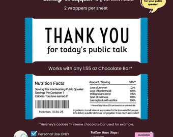 JW Thank You Candy Wrapper (in black & white)