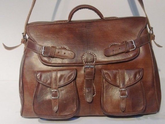 vintage leather travel bag