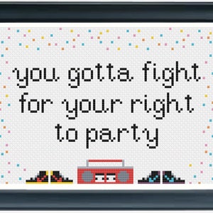 Beastie Boys - Fight For Your Right, Old School Hip-Hop, Einfach, Spaß, Modern Kreuzstich PDF Muster Download.