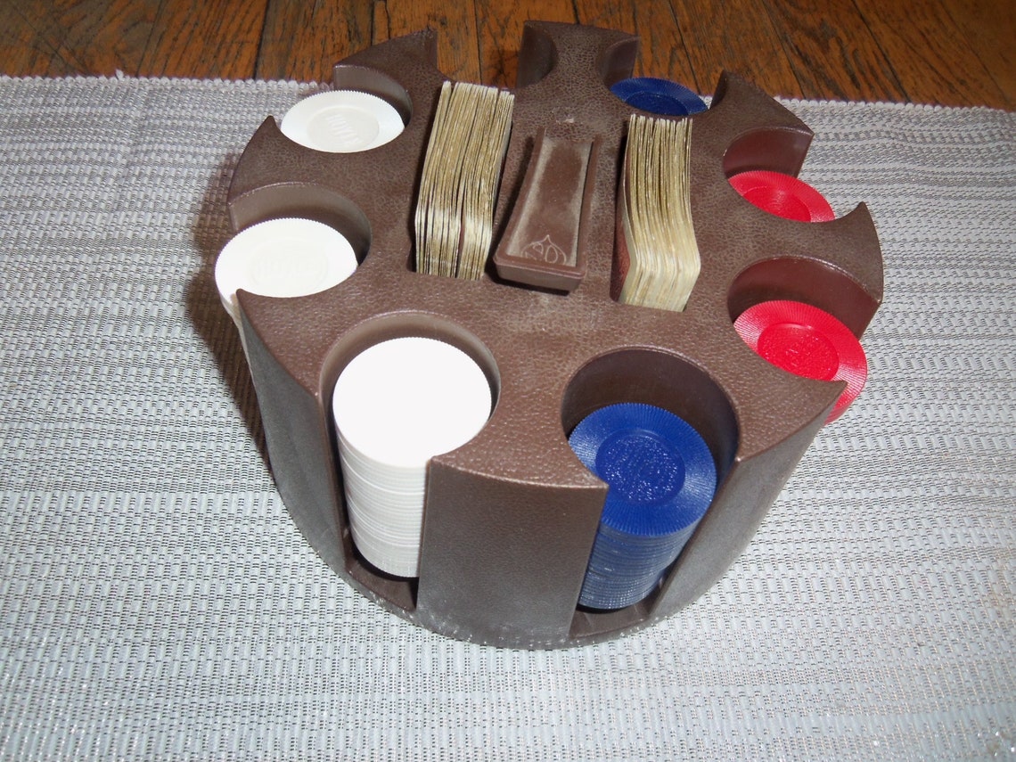 Vintage Hoyle Revolving Poker Chip Rack Chips Walnut Plastic Etsy