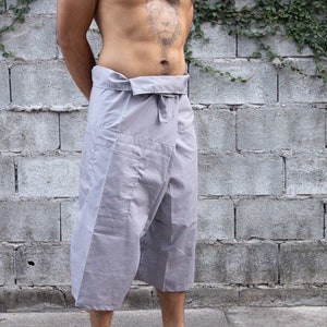 Thai Fishermans Pants Grey Mens Hippie Clothing Plain Loose Yoga Pants Martial Arts Kung Fu Hippy Festival Clothes