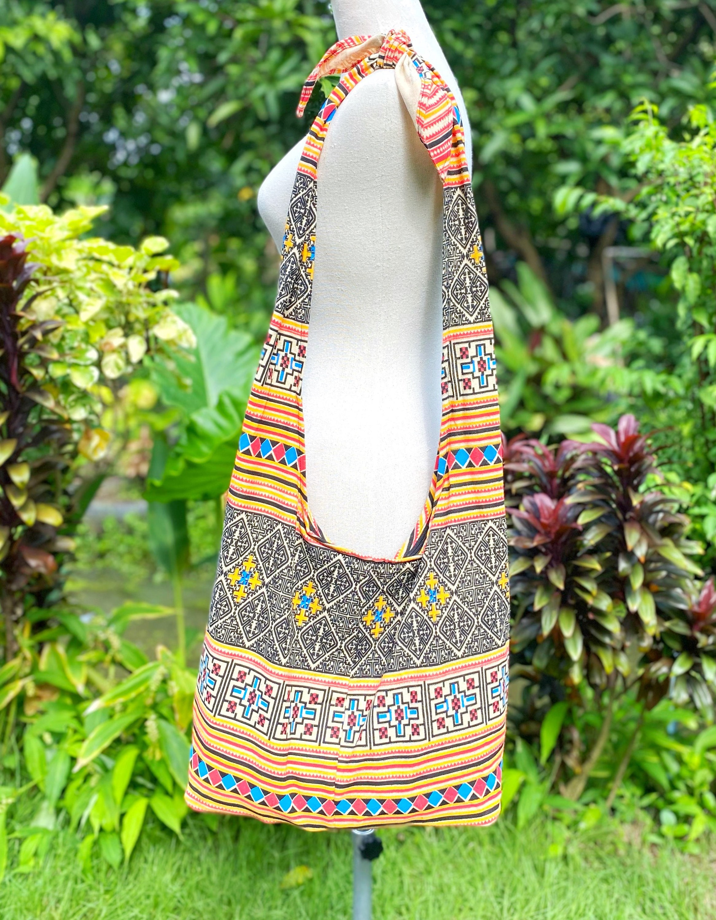 Crossbody Cotton Bag Boho Sling Bag Hippie Ikat Aztec Style Woven Nepali Drug Rug Colorful Fabric for Men Women Festival Gift Bohemian Gypsy Etsy