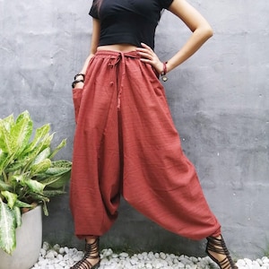 Womens Harem pants Hippie Clothing Boho Pants Boho Clothing Solid  Pants Orange Pants