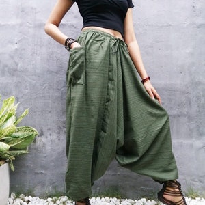 Yoga Harem Pants Women Men Baggy Pants Olive Green Pants
