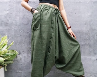 Yoga Harem Pants Women Men Baggy Pants Olive Green Pants