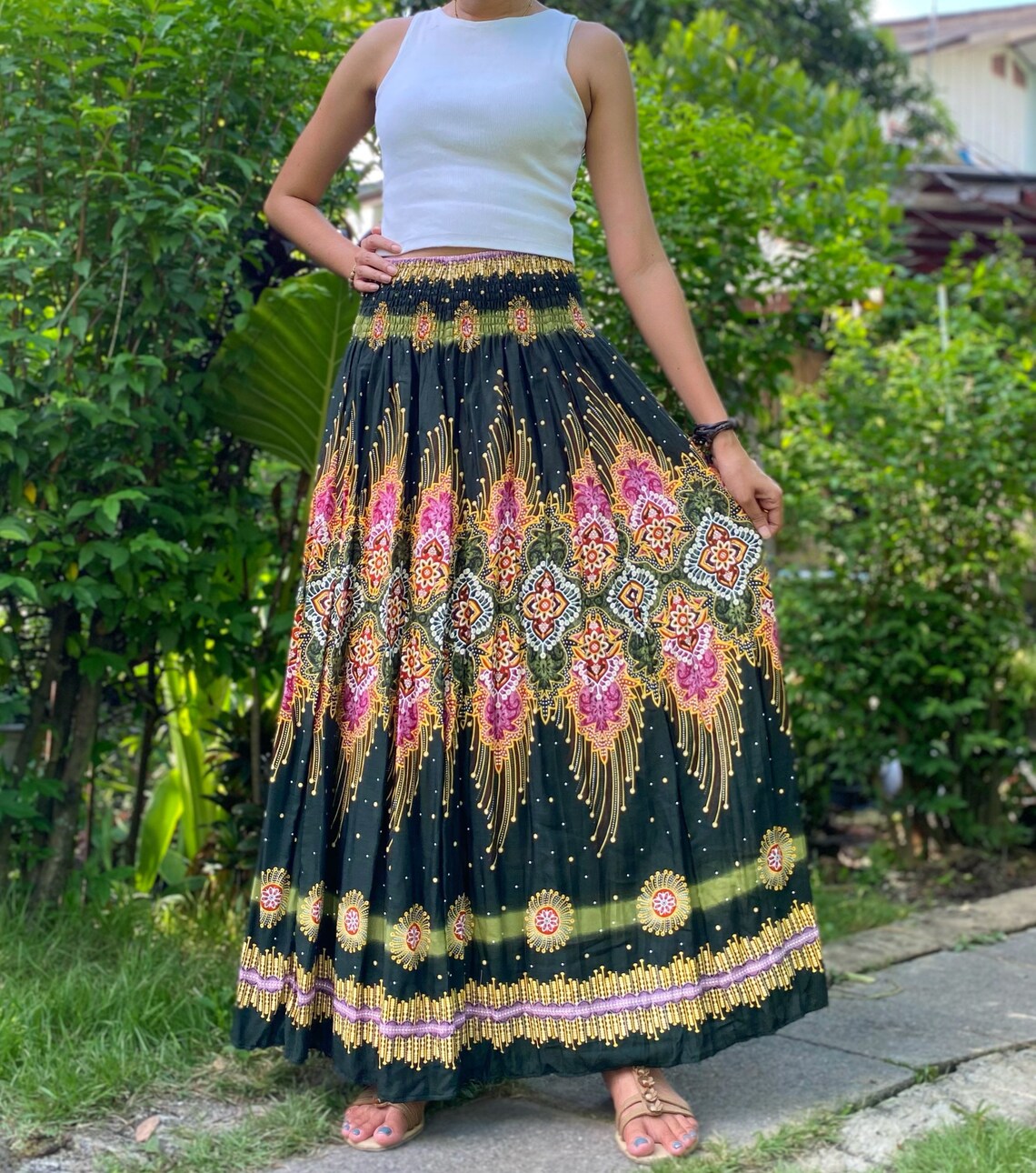 Maxi Skirt Boho Flared Skirt Womens Long Skirt With Bow Tie Etsy