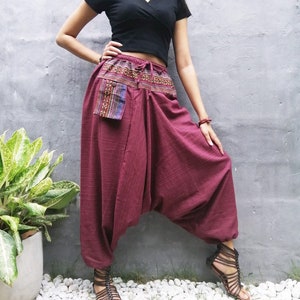Womens Harem pants Hippie Clothes Baggy Pants Boho Clothing Yoga Pants Festival Clothing Comft Pants Burgundy.