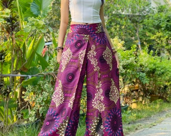 Sarouel femme Pantalon hippie Pantalon bohème Vêtements Boho Pantalon fleurs design Rose.