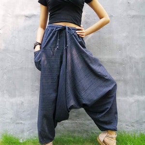 Frauen Haremshose Hippie Kleidung Baggy Pants Boho Kleidung Yoga Hose Design Blue Navy Hose.