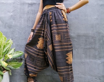 Harem pants women men Genie Pants Aladdin Pants Joggers, Brown Pants