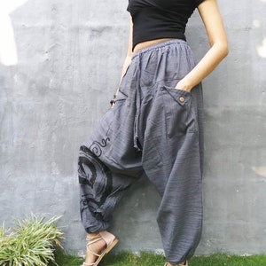 Harem pants women men Genie Pants Aladdin Pants Joggers, Gray