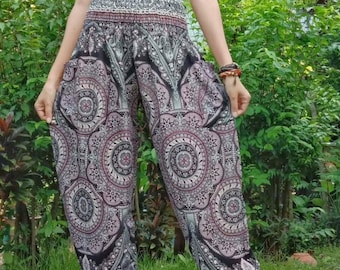 Pantalones Harem Pantalones Hippies con Flores Pantalones de Yoga Pantalones de Verano Ropa de Festival