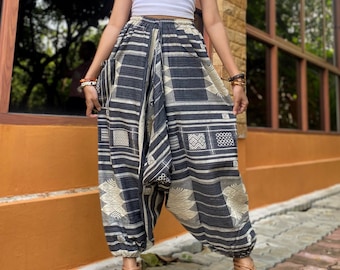 Cotton Harem Pants - Unisex Boho FestivalTrousers - Wide Leg Aladdin Yoga Pants