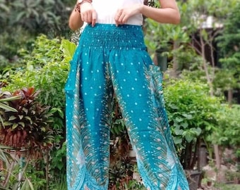 Peacock Harem Pants, Festival Clothing, Hippie Pants, Yoga Pants, Boho pants, Meditation Pants, Hippie clothing, Hippie clothes women