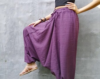 Unisex Harem Pants : Boho Hippie Cotton Wide Leg Yoga Pants, Festival Drawstring Trouser.