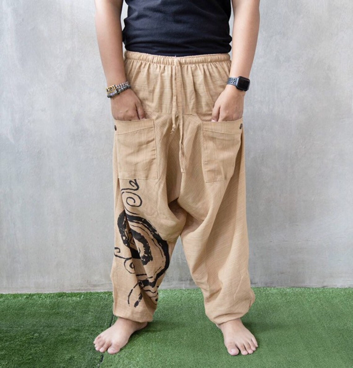 Mens Festival Pants // Back Festival Clothing // Mens Harem Etsy