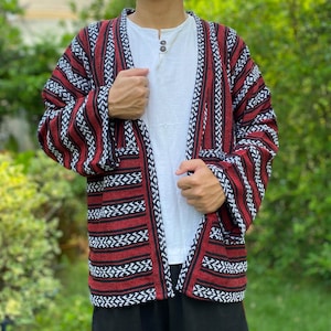 Kimono tribale intrecciato da uomo, abbigliamento da festival, abbigliamento boho, kimono intrecciato, copricostume kimono hippie, kimono boho, abbigliamento Burning Man.