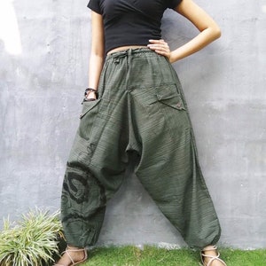 Harem Pants Men Women Boho Pants Long and short Drop Crotch Pants Festival Pants Bohemian Men Women