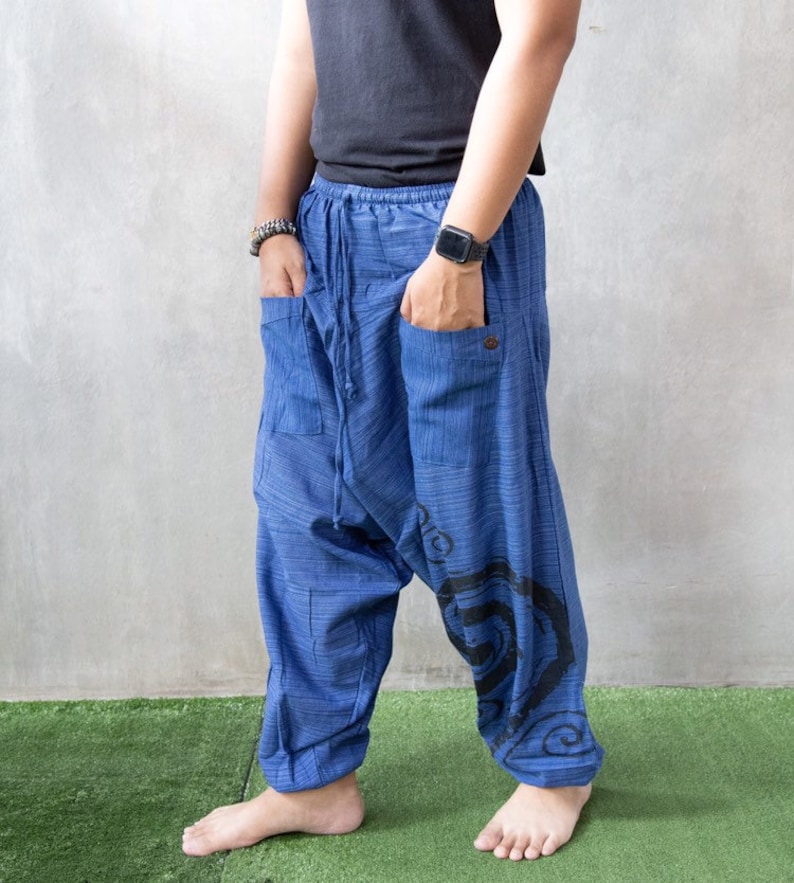 Blue Harem Pants Men Mens Festival Pants Festival Clothing Etsy