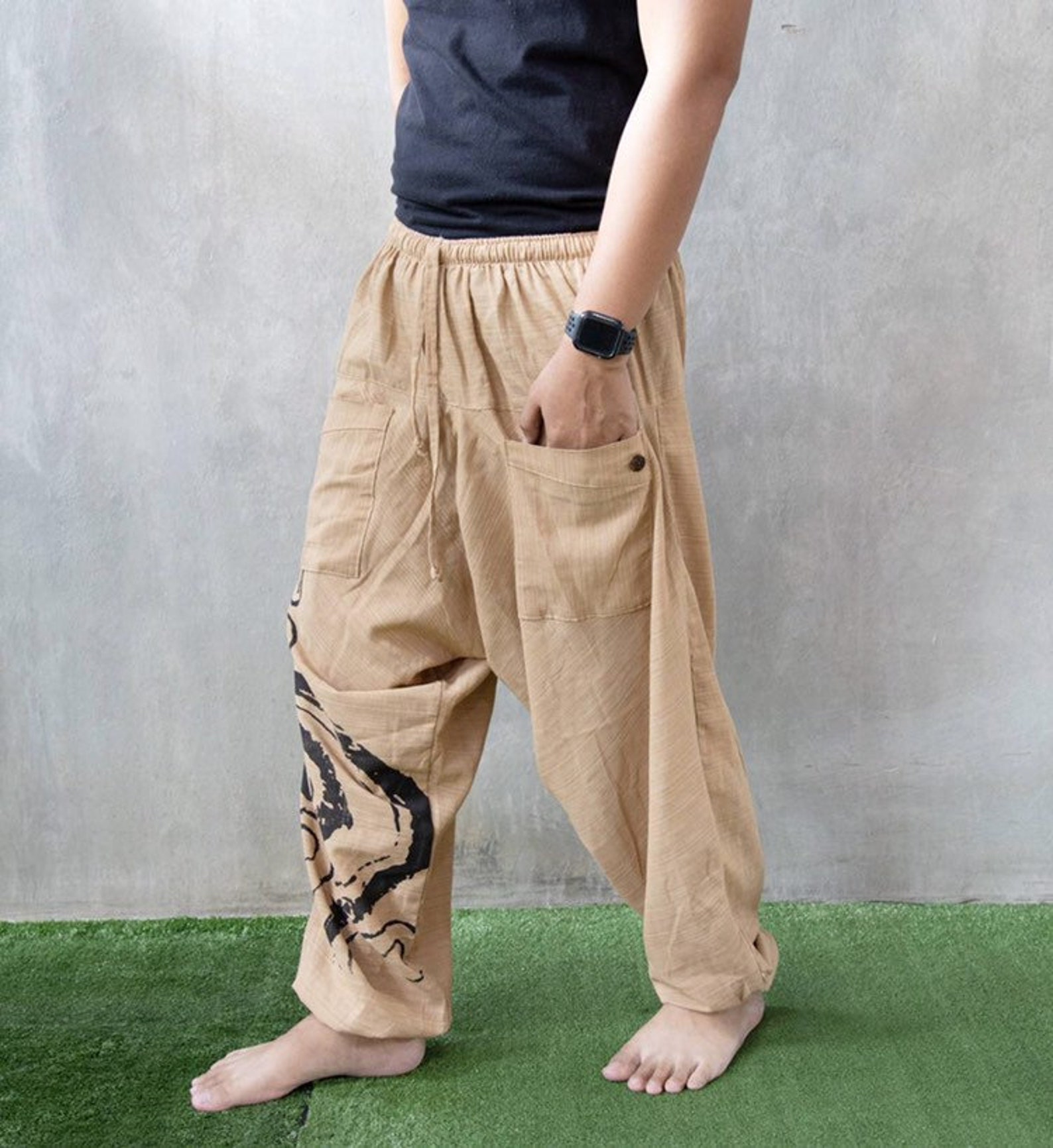 Mens Festival Pants // Back Festival Clothing // Mens Harem Etsy