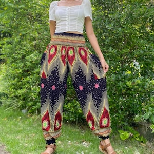 Womens Hippie pants Womens Boho Pants Yoga Pants Womens Harem Pants Brown Tribal Style