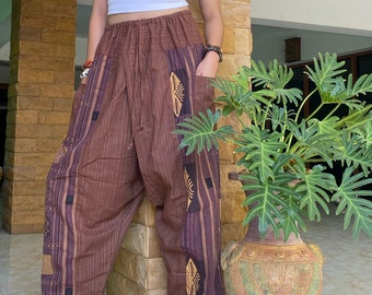 Damen Haremshose, Haremshose, Hippie Hose Boho Hose Boho Kleidung Festival Hose Braun Hose