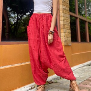 Harem Pants Women Hippie Clothes Boho Clothing Festival Pants Bohemian Pants Man Harem Pants Red.