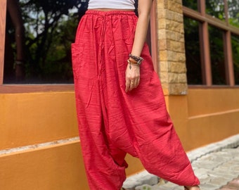 Yoga Harem Pants Unisex - Loose Fit Boho Trousers, Comfytable Wide Leg Pants for Travel, Relaxing
