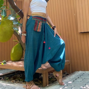Teal Harem Yoga Pants Women Hippie Pant Loungewear Boho Trousers Loose Festival Clothing Summer Clothes Beach Wear - Birthday Gift for Her
