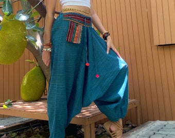 Petrol Harem Yoga Hose Frauen Hippie Hose Loungewear Boho Hose Lose Festival Kleidung Sommer Kleidung Strand Tragen - Geburtstagsgeschenk für Sie