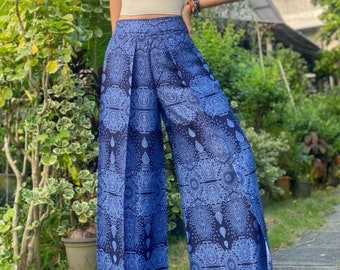 Pantalon hippie, pantalon Palazzo, pantalon à fente, pantalon festival, vêtements hippie, pantalon à jambes larges, pantalon Boho, vêtements boho, pantalons à jambes ouvertes