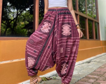 Pantaloni harem da donna, abbigliamento hippie, pantaloni larghi, abbigliamento boho, pantaloni da yoga, abbigliamento da festival, pantaloni comodi