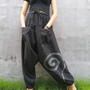 Black Hippie Pants Women Harem Pants Comfy Loungewear Trousers Loose Yoga Festival Summer Clothes Boho Beach Wear - Gift for Her