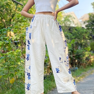 Harem Pants Women Hippie Clothing Boho Clothing Festival Pants Bohemian Pants Man Personalized Gifts Cream