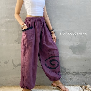 Hippie Clothes For Women Boho Clothing Festival Pants Bohemian Pants Purple Pants Harem Pants.