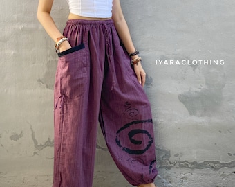 Hippie Clothes For Women Boho Clothing Festival Pants Bohemian Pants Purple Pants Harem Pants.
