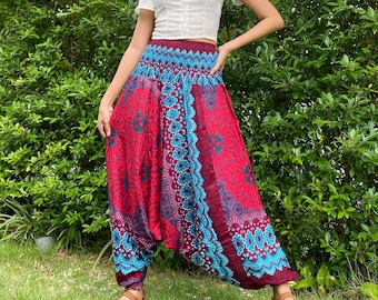 Womens Harem pants Hippie Clothes Baggy Pants Boho Clothing Yoga Pants design Red.