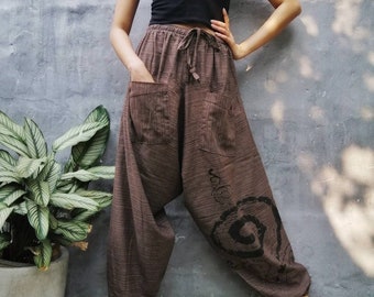 Hippie Clothes Bohemian Clothes Harem Pants Brown Hippie Pants Yoga Pants Summer Trousers Festival Clothing