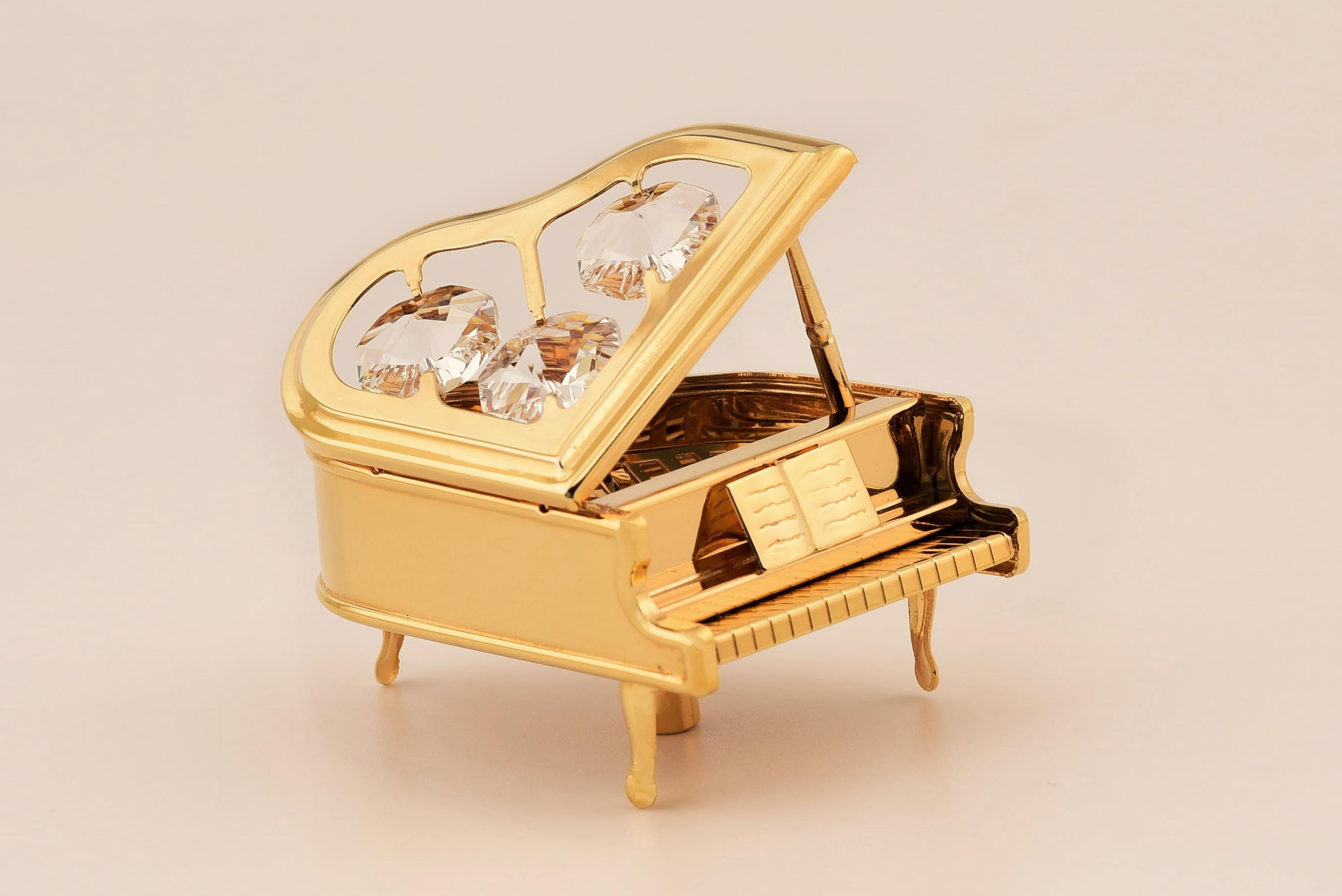 Grand Piano Figurine: 24K Gold-plated Swarovski Crystal Music Gift