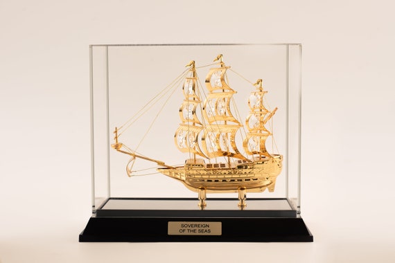 Sailing Ship Model | 24K Gold-plated Figurine With Swarovski