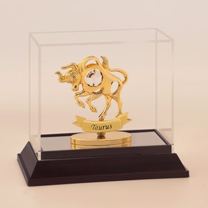 24K Gold-Plated Taurus Figurine: Swarovski Crystal Zodiac Decor