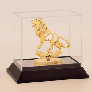 24K Gold-Plated Leo Zodiac Figurine with Swarovski Crystal