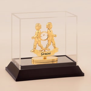 24K Gold-Plated Gemini Zodiac Figurine with Swarovski Crystal