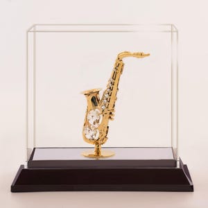 Saxophone Figurine on Base – Unique 24K Gold Musical Accent