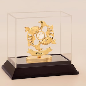24K Gold-Plated Pisces Figurine with Swarovski Crystal